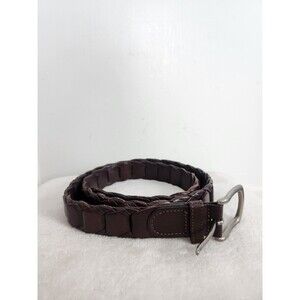 Structure Mens Brown Genuine Leather Belt Sz 38 1-3/8”Wide Double Stitch